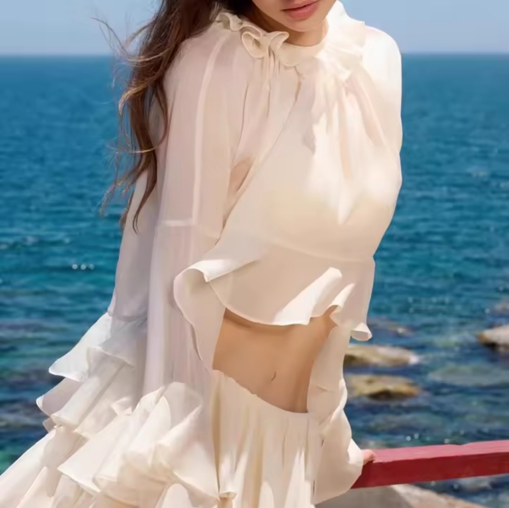 Two Piece Sets ForWomen Round Neck Long Sleeves Top Low Waist - Picture 5 of 8